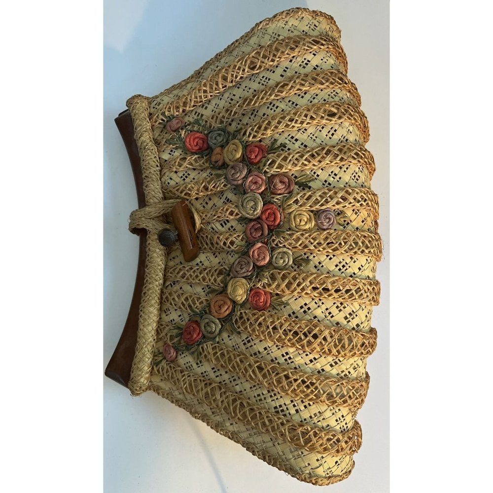 Vintage Estate Golden-Tan Basket Weave Clutch Bag – Excellent